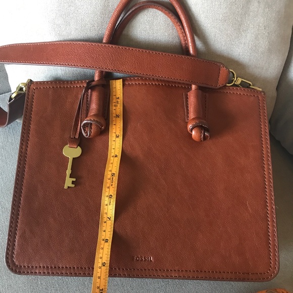 Fossil Skylar Cow Leather Satchel brown shoulder bag - Picture 10 of 10